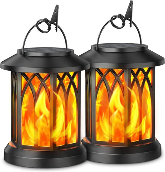 Upgraded Flickering Flame Solar Lantern Outdoor Waterproof Light