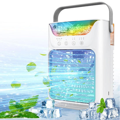 Portable Air Conditioner Fan – 3 Speeds & Colorful LED Lights