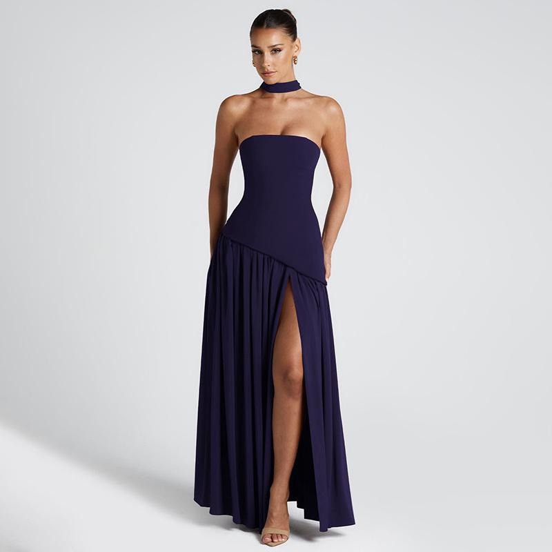 Chic Strapless Fit and Flare Evening Gown Dress