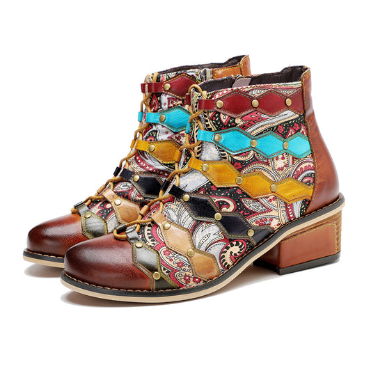 Vintage Handmade Romantic Exquisite Ankle Boots