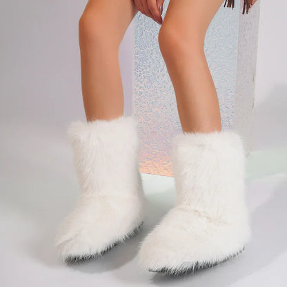 Warm Faux Fur Ankle Boots for Women