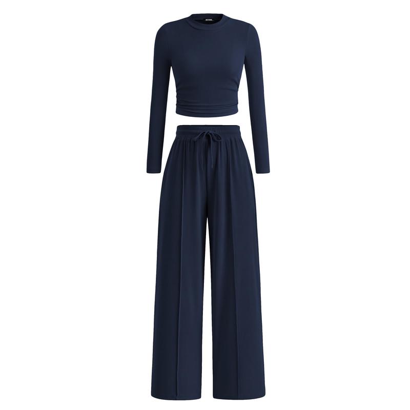 Soft Knit Long Sleeve Crop Top and Legging Set