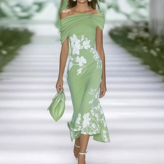 Chic Cold Shoulder Knee Length Dress - OutfitLondon