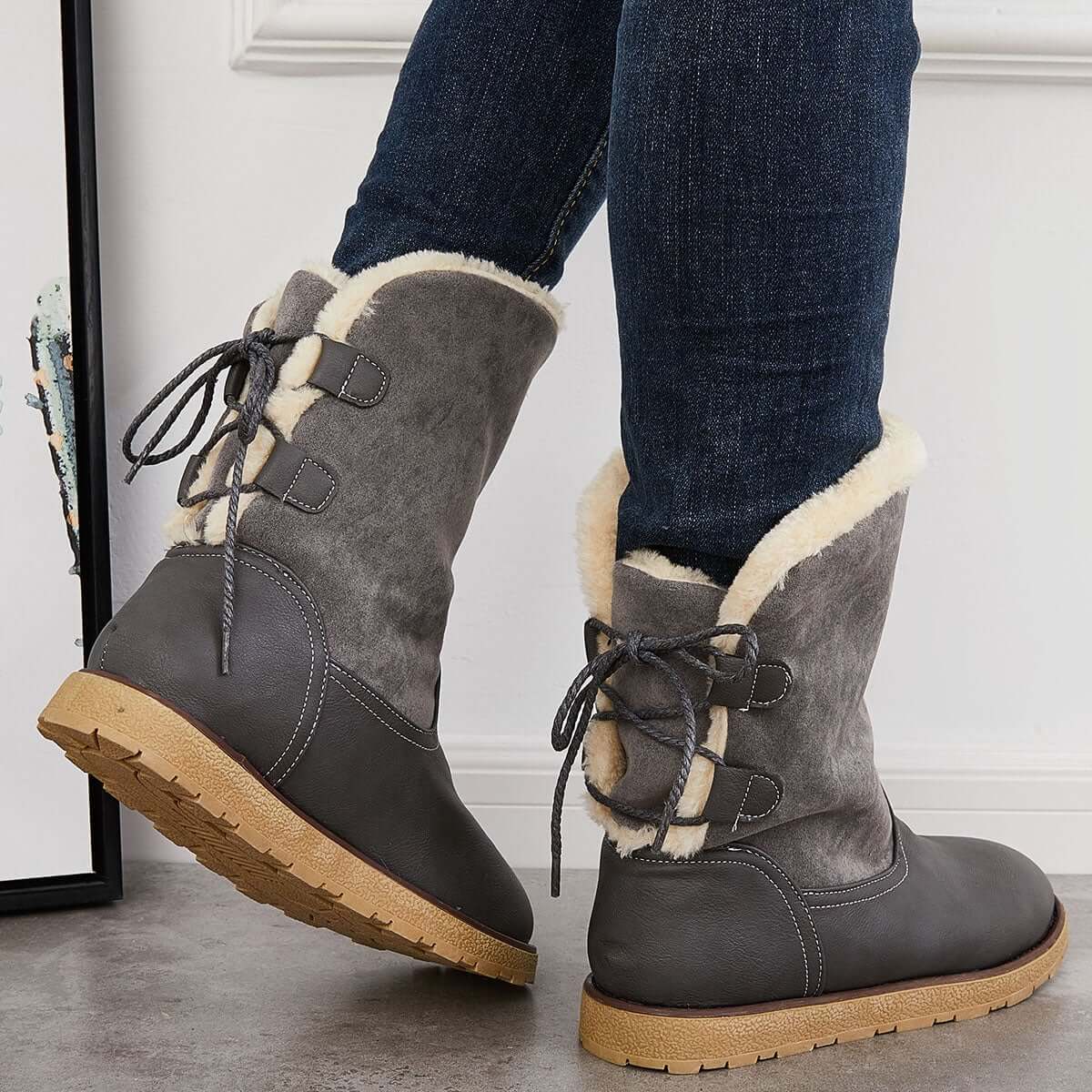 Non Slip Waterproof Snow Anke Boots Warm Fur Lined Booties