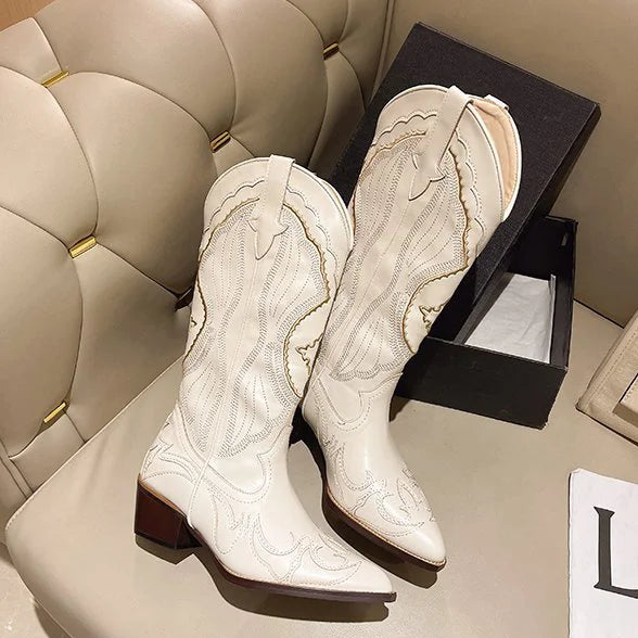 Rugged Embroidered Western Cowboy Boots