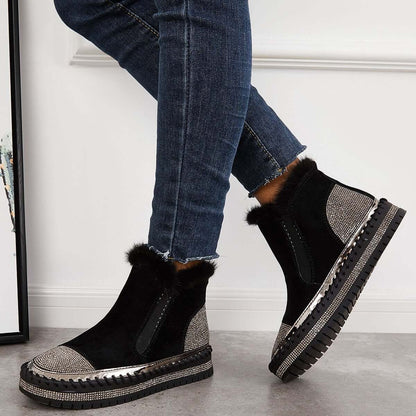 Warm Fur Lined Slip on Loafers Non Slip Ankle Boots