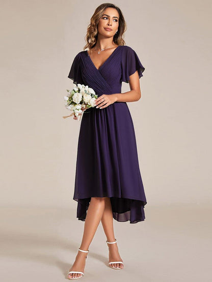 Daisy | A-Line V Neck High-Low Wedding Guest Dress