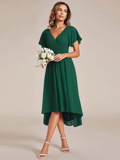 Daisy | A-Line V Neck High-Low Wedding Guest Dress