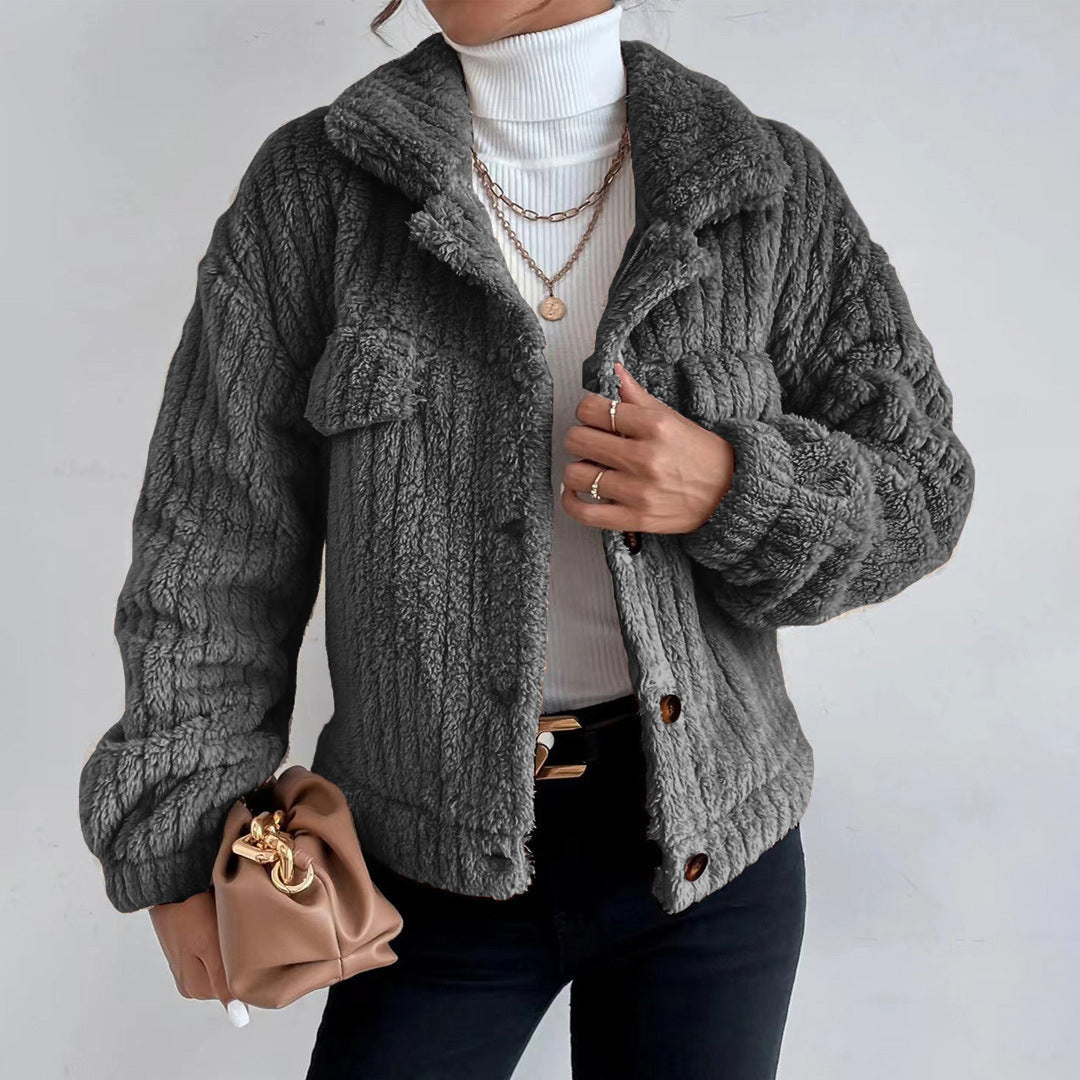 Cozy Fleece Long Sleeve Teddy Coat