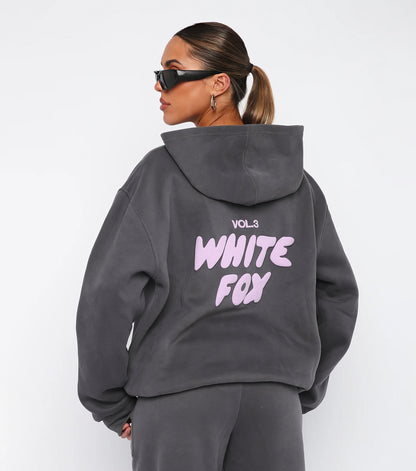 Women's Two-Piece Tracksuit Hoodie And Pants Set White