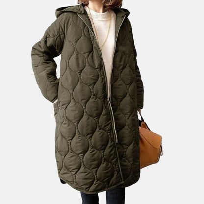Women's Padded Parka Coat - Oversized Fit - Hooded Cotton Jacket