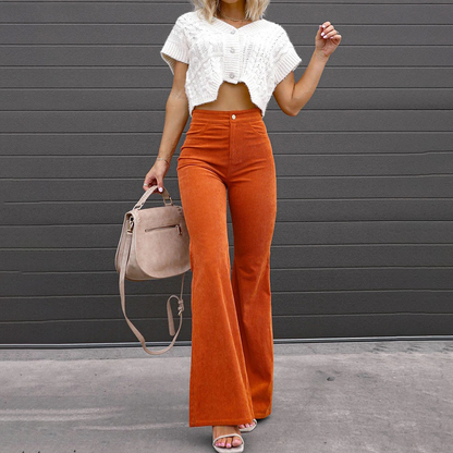 Trendy High Waisted Loose Fit Trousers
