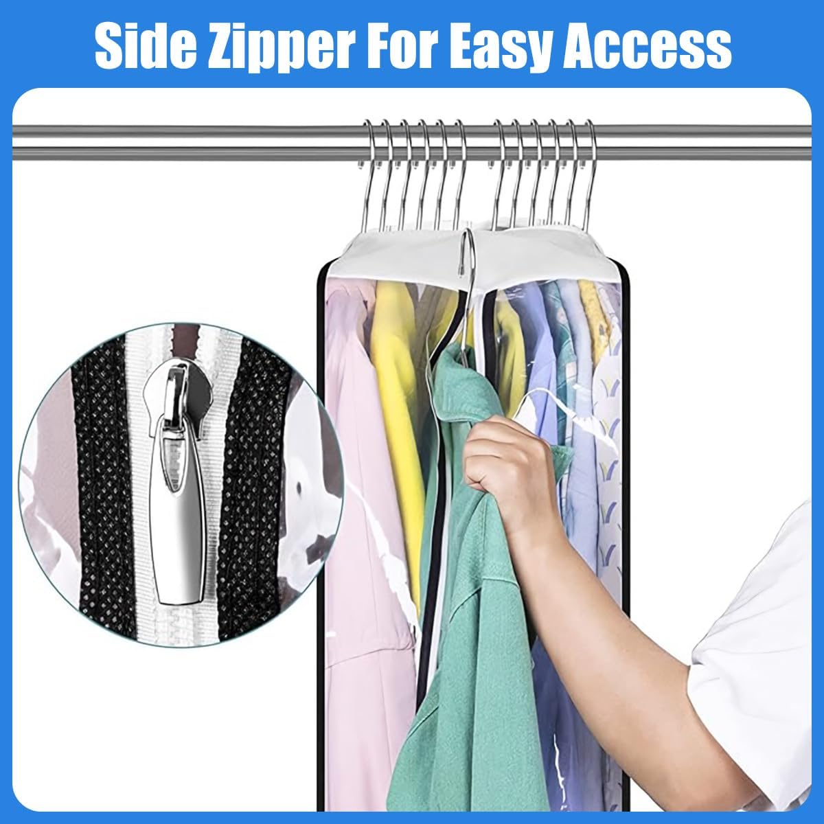 Breathable Clothing Storage Bags - 3 Pack with Easy Zipper