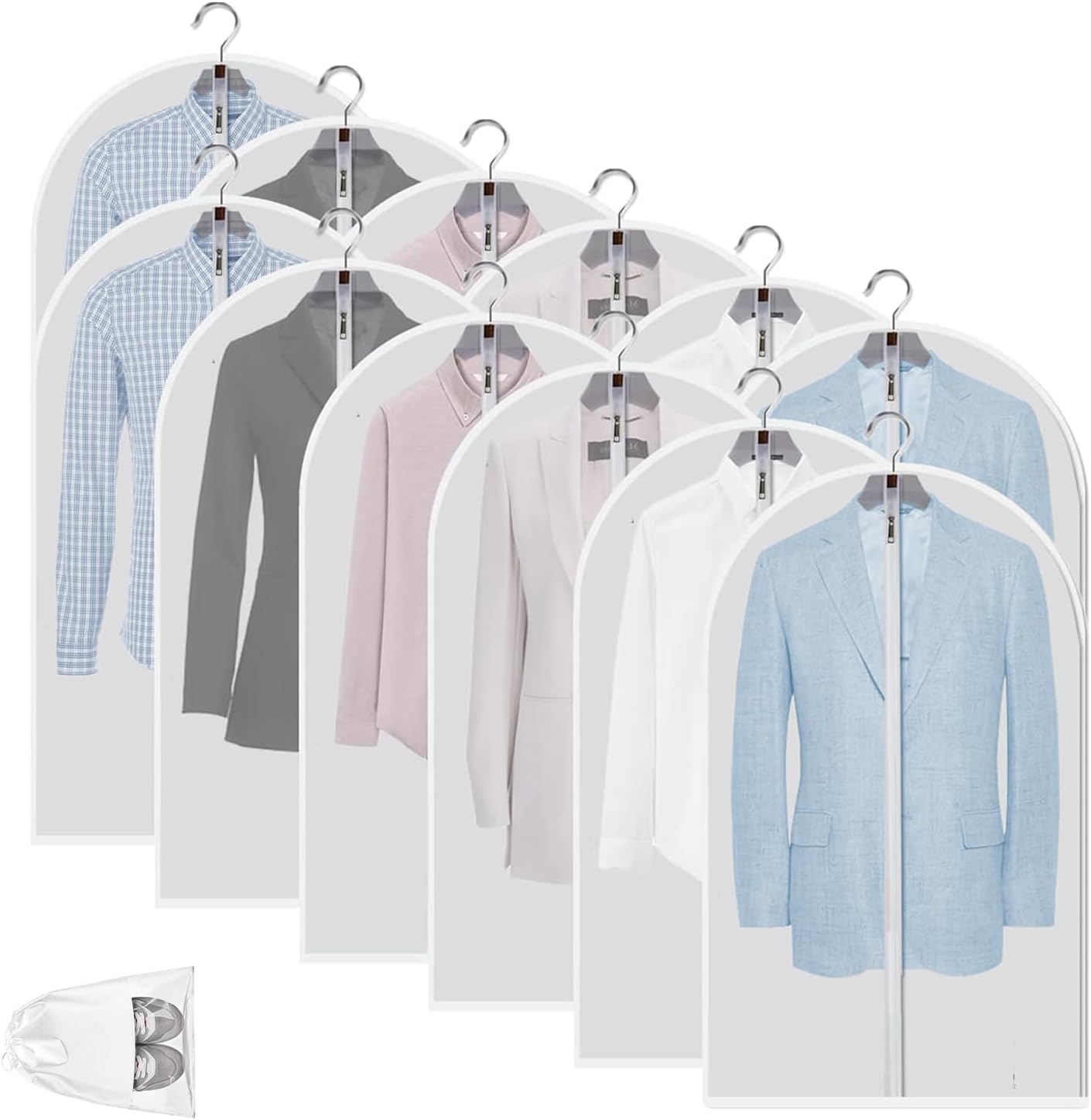 Breathable Plastic Clothing Storage Bags – 12 Pack Closet Organizers
