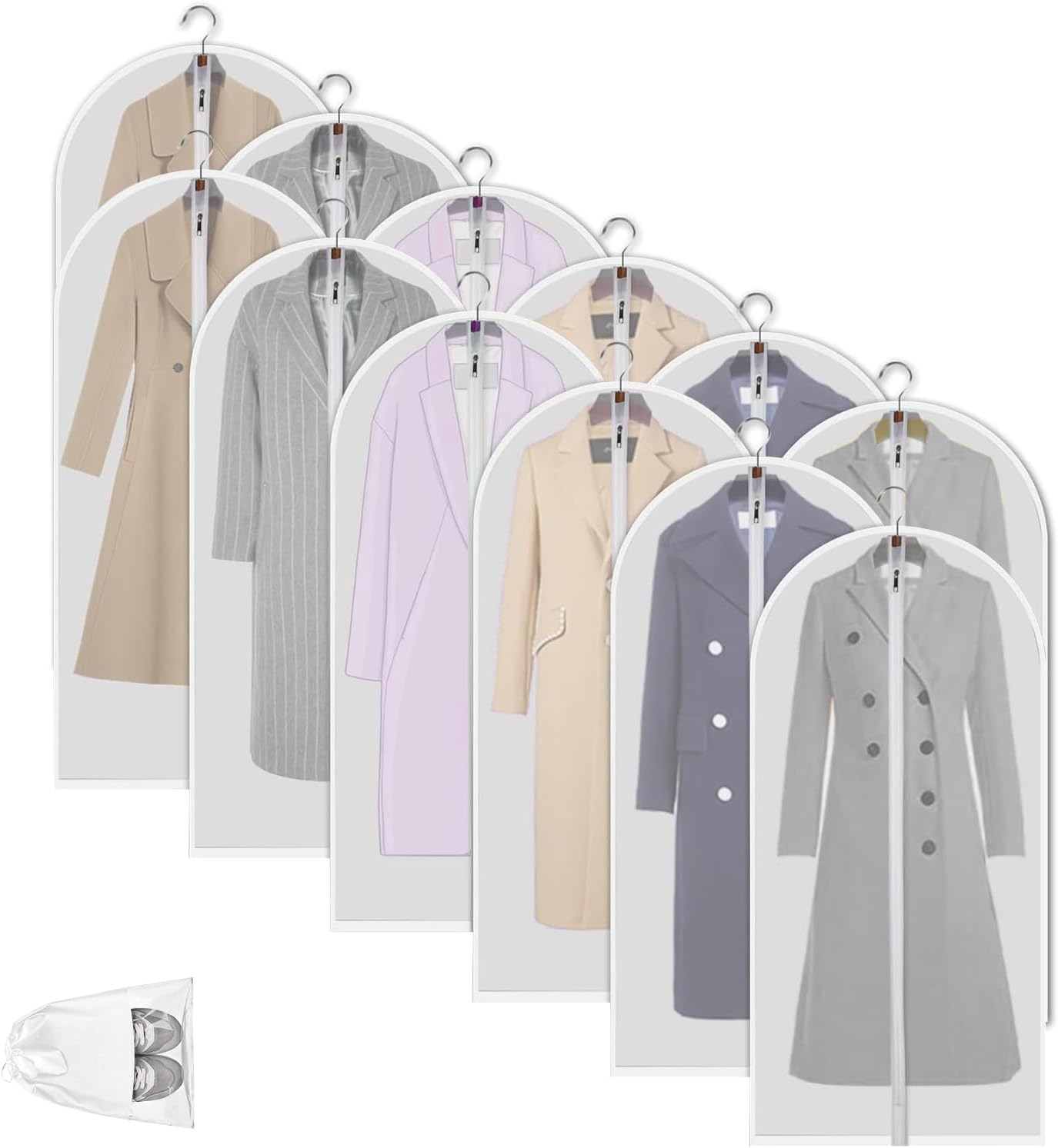 Breathable Plastic Clothing Storage Bags – 12 Pack Closet Organizers