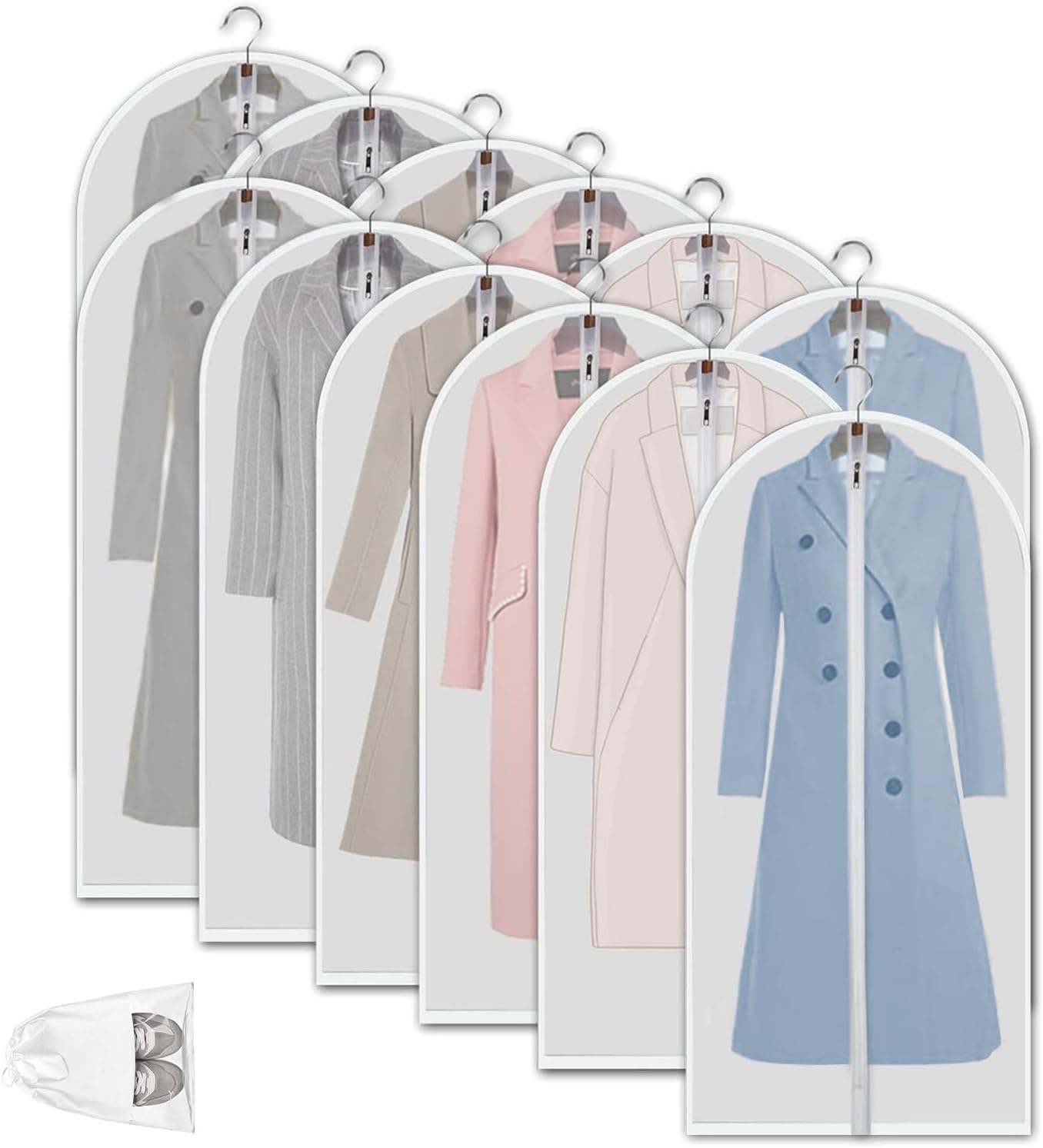 Breathable Plastic Clothing Storage Bags – 12 Pack Closet Organizers