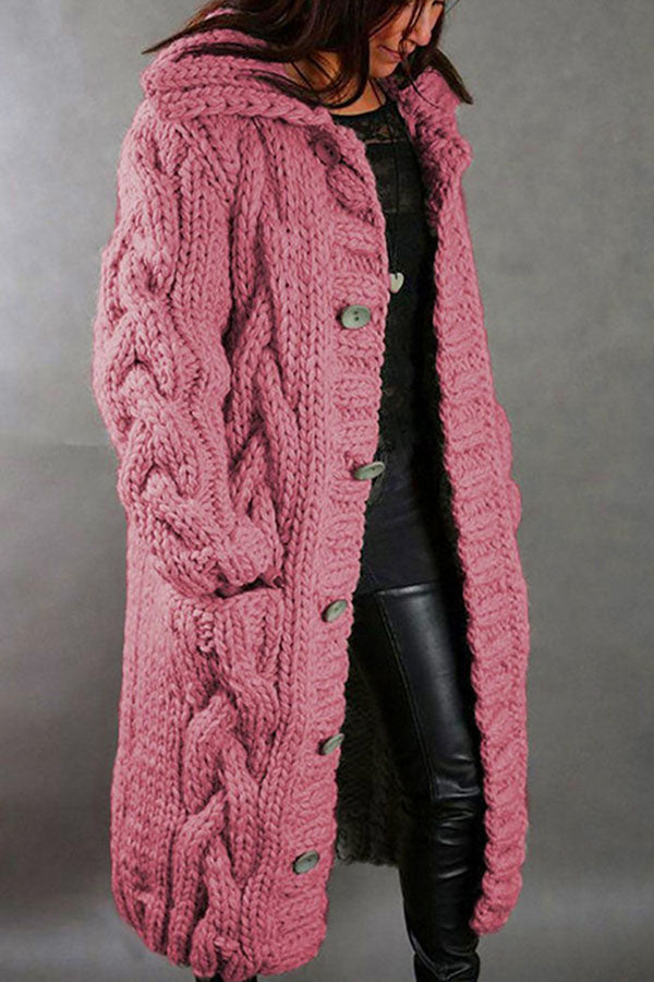 Oversized Hooded Cardigan Jacket with Pockets - OutfitLondon