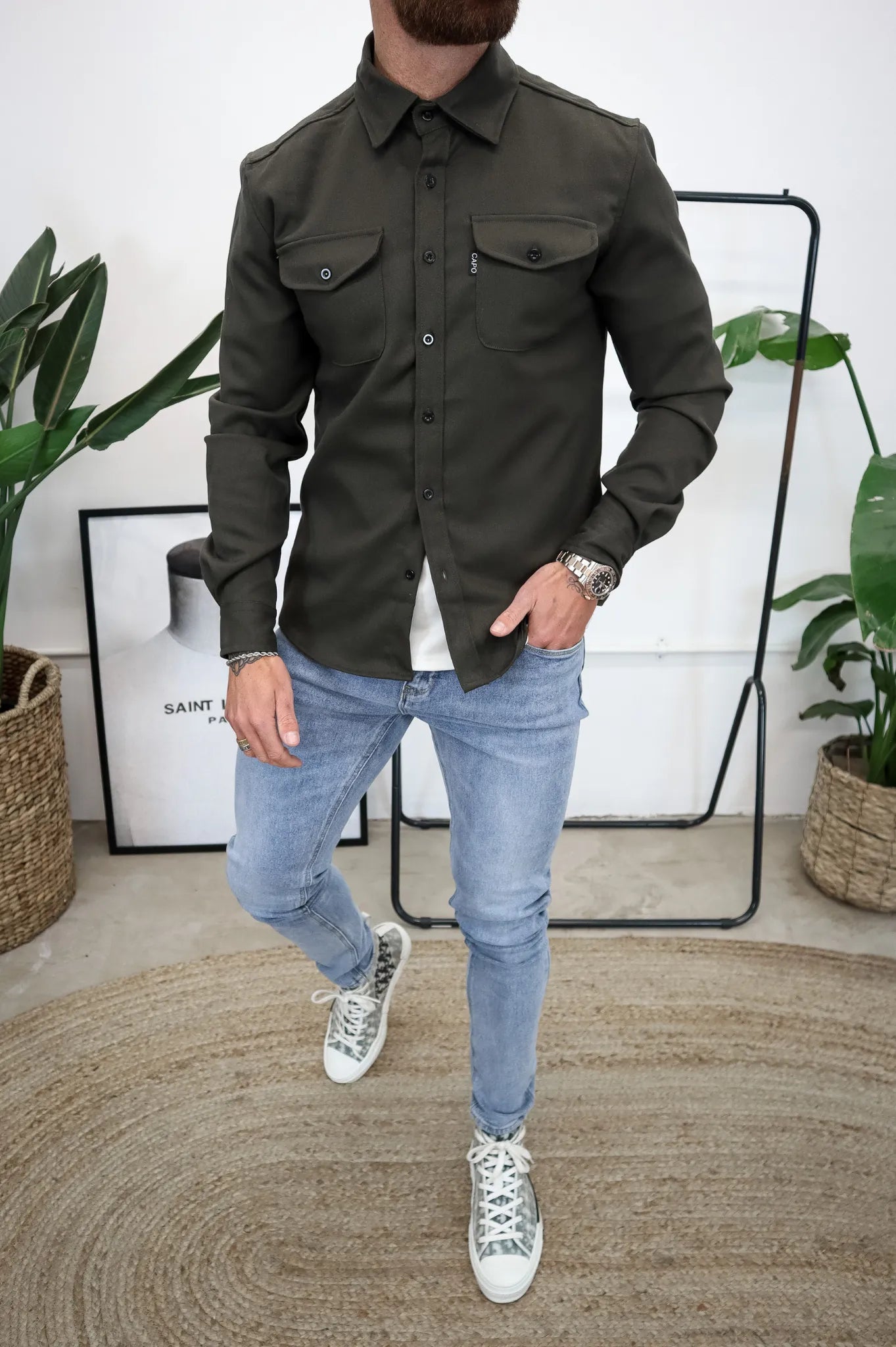 Classic Button Front Mens Jacket with Pocket
