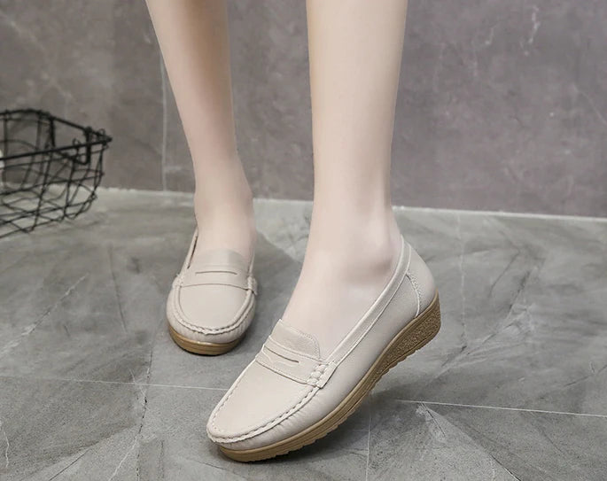 Soft Leather Easy Slip-On Loafers for Women
