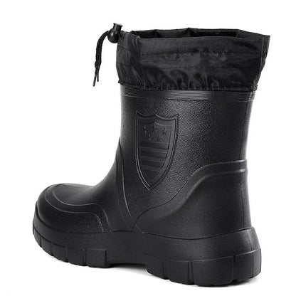 Insulated Men's Rain Boots - Waterproof and Grip Soles