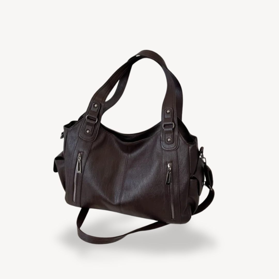 Ladies Large Zip Top Leather Handbag Tote