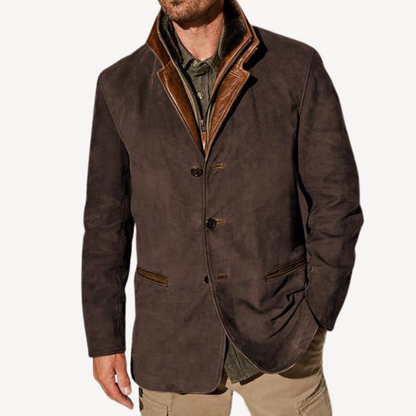 Relaxed Fit Leather Bomber Jacket