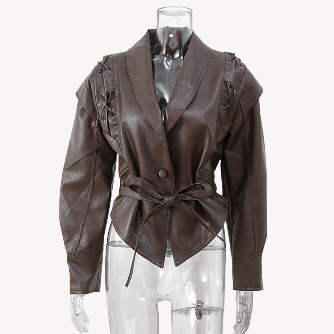 Warm Faux Leather Padded Jacket for Ladies
