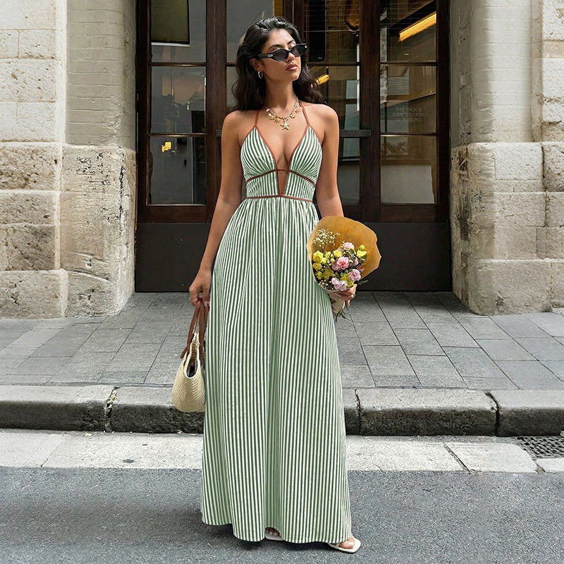 Women's Elegant Strappy V-Neck Maxi Dress