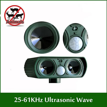 Solar Power Ultrasonic Animal Pest Repeller Infrared Sensor Waterproof Animal Deterrent