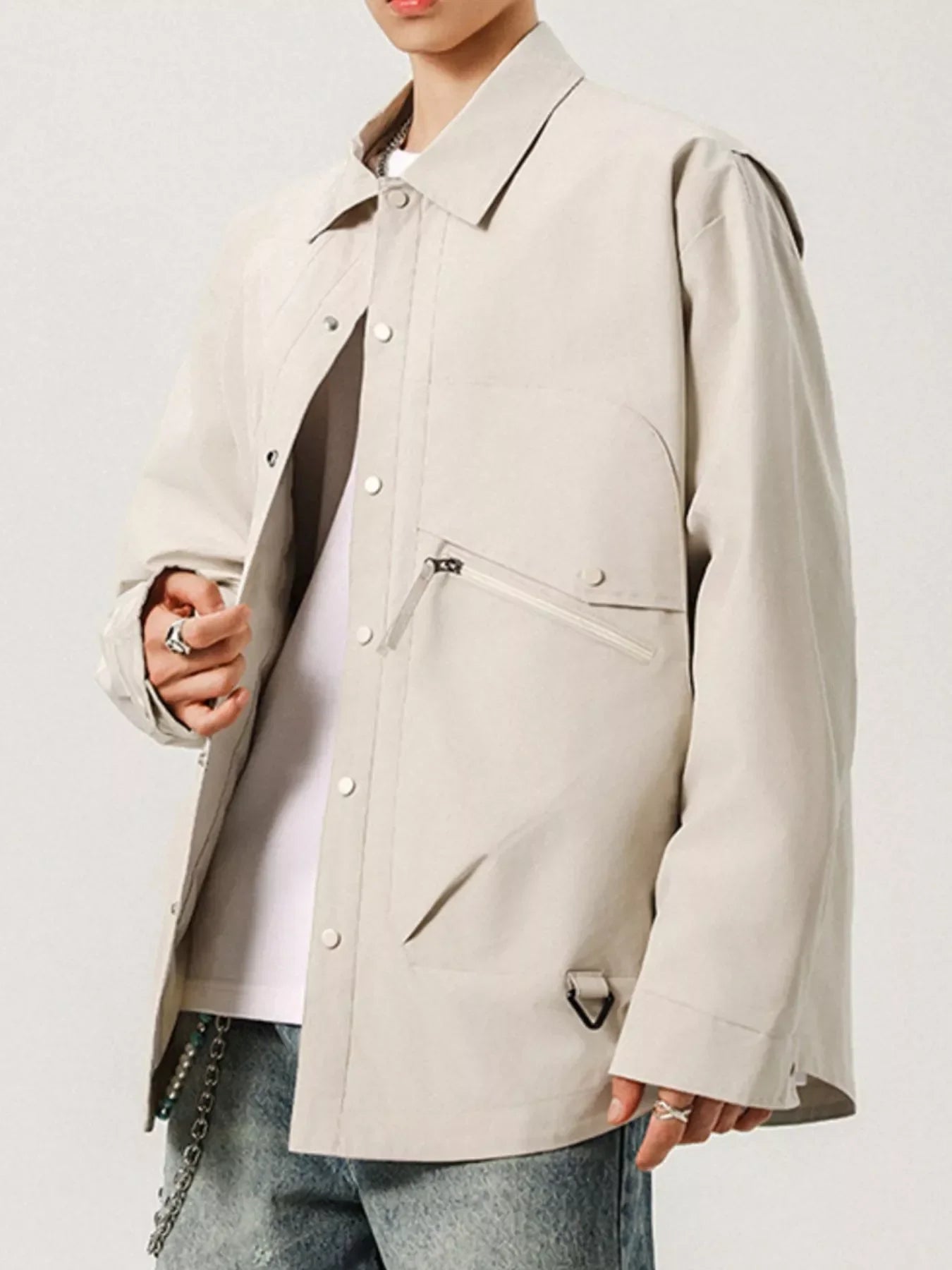 Loose Fit Mens Comfortable Zip Jacket