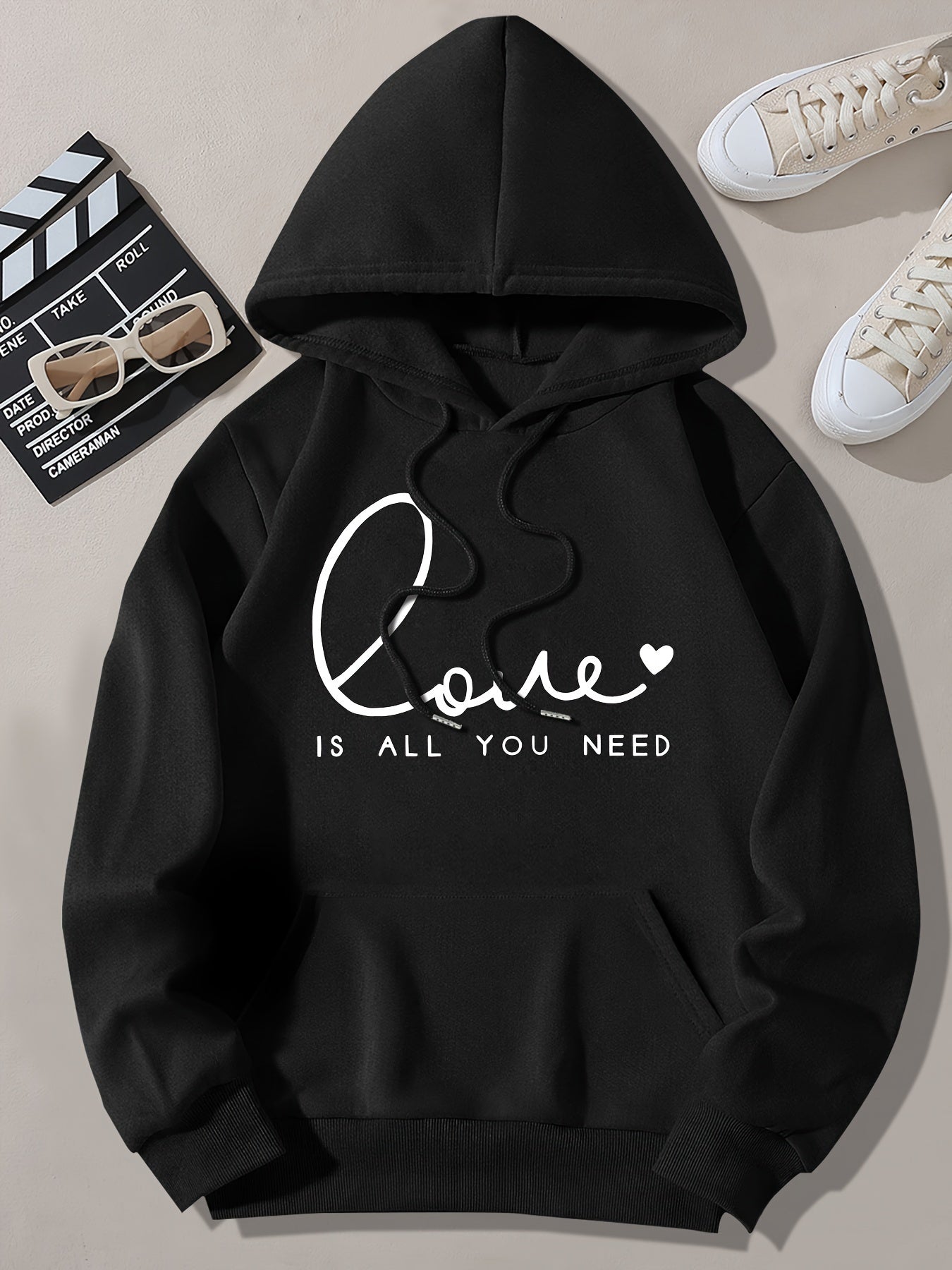 Soft Ladies Oversized Hoodie with Cute Heart Pocket