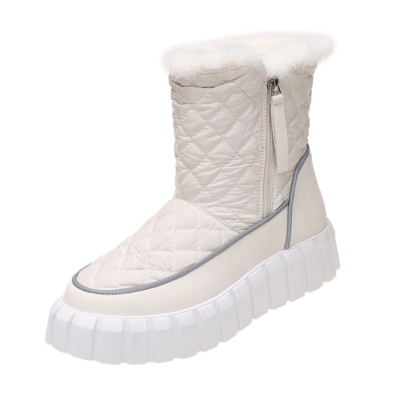 Platform Warm Faux Fur Lined Boots Side Zipper Snow Booties