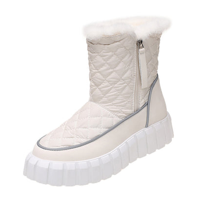 Platform Warm Faux Fur Lined Boots Side Zipper Snow Booties
