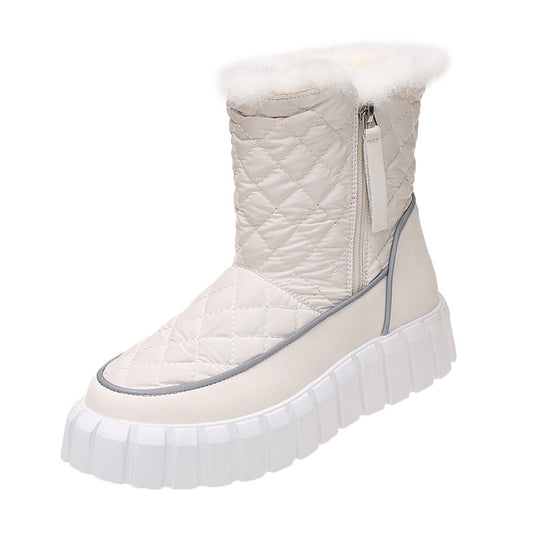 Platform Warm Faux Fur Lined Boots Side Zipper Snow Booties