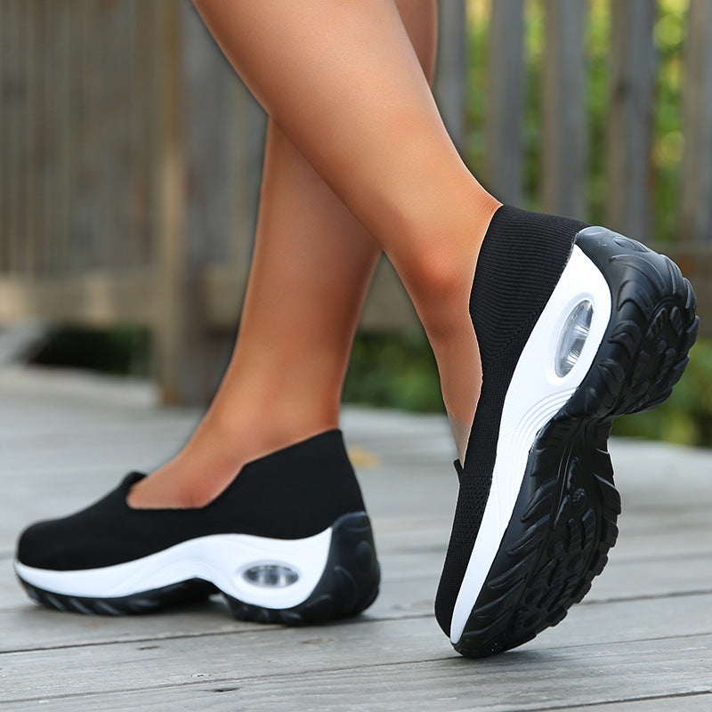 Women's Fly-Woven Fabric Athletic Low Heel Sneakers