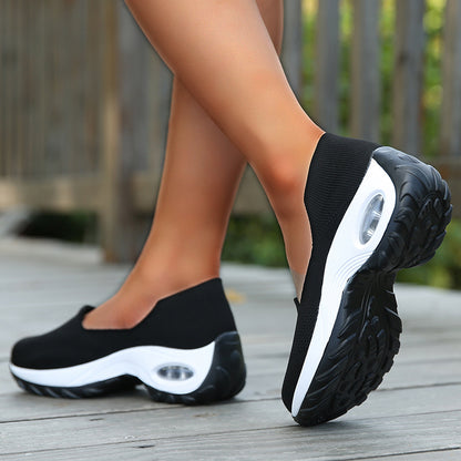 Women's Fly-Woven Fabric Athletic Low Heel Sneakers