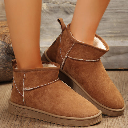 Faux Fur Lined Ankle Snow Boots Non Slip Warm Winter Booties