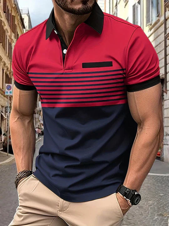 Classic Stripe Short Sleeve Polo Shirt - OutfitLondon