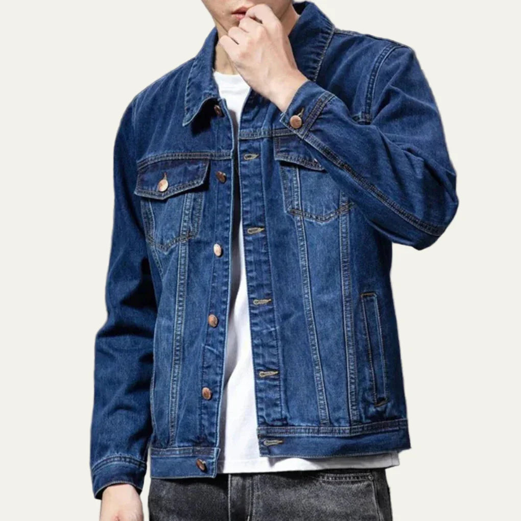 Men's Simple Blue Jeans Jacket