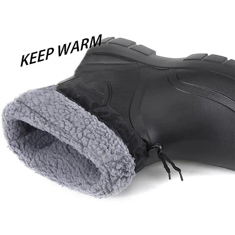 Insulated Men's Rain Boots - Waterproof and Grip Soles