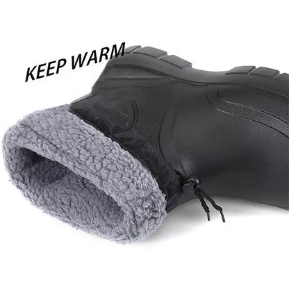 Insulated Men's Rain Boots - Waterproof and Grip Soles