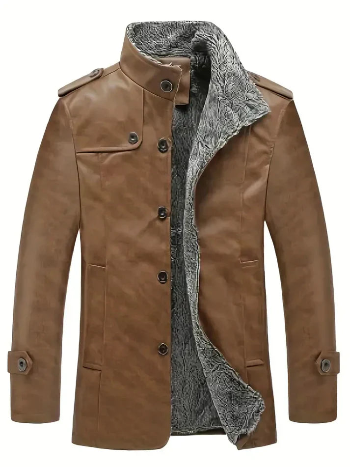 Warm Leather Biker Jacket for Men - OutfitLondon