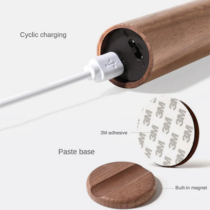 Rotatable Wooden LED Wall Lamp - Magnetic Detachable & Stepless Dimming Rechargeable Wall Light