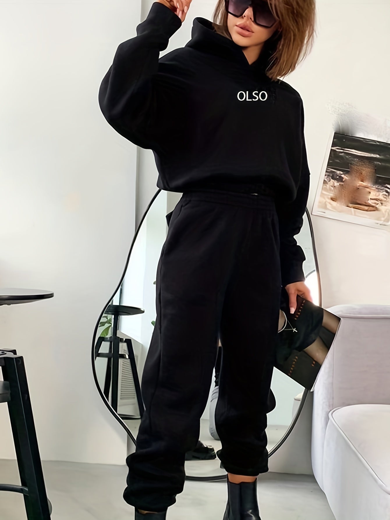 Soft Women's Hooded Sweat Suit with Stretchy Waist