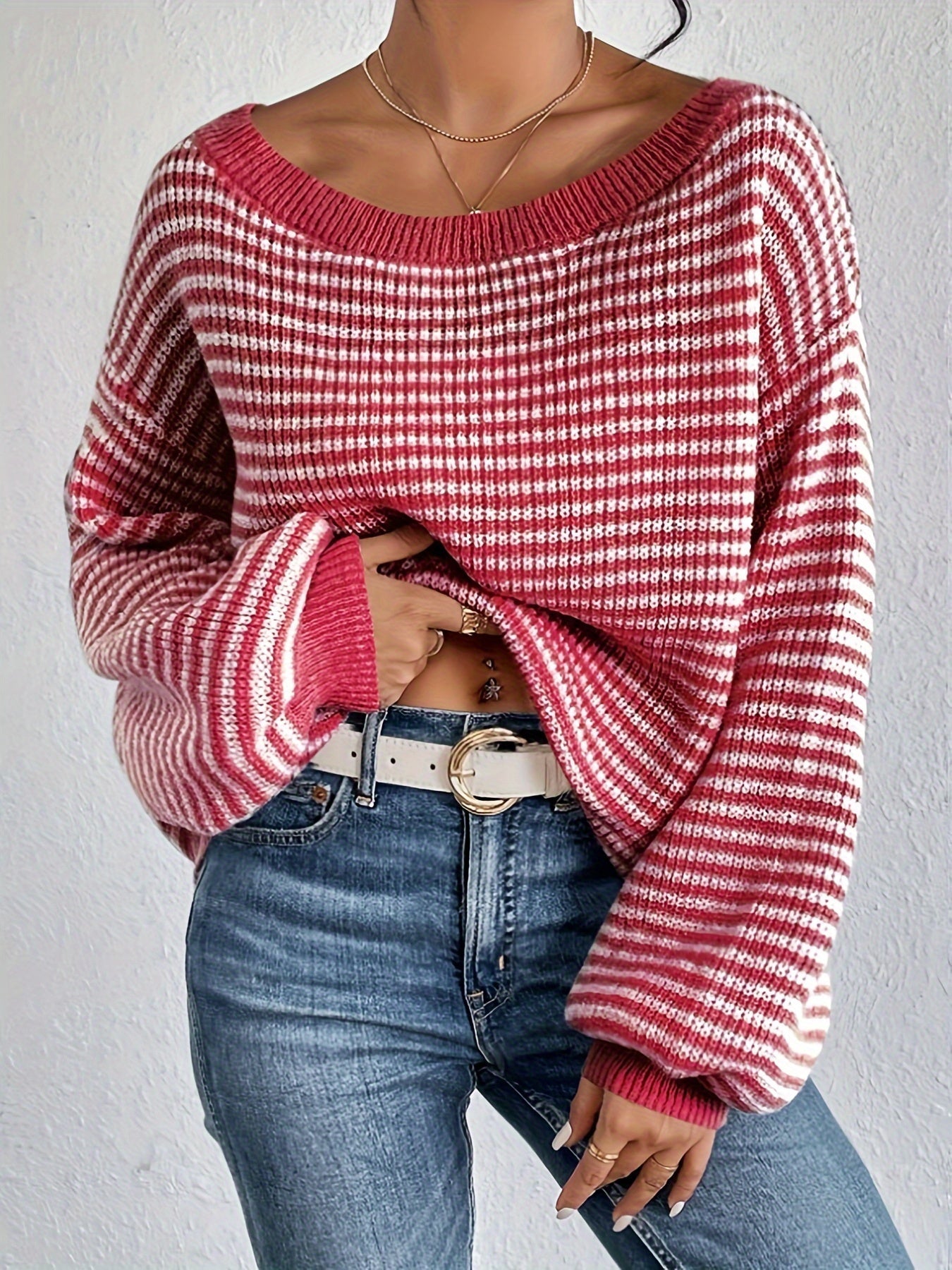 Soft Casual Striped Sweater for Ladies