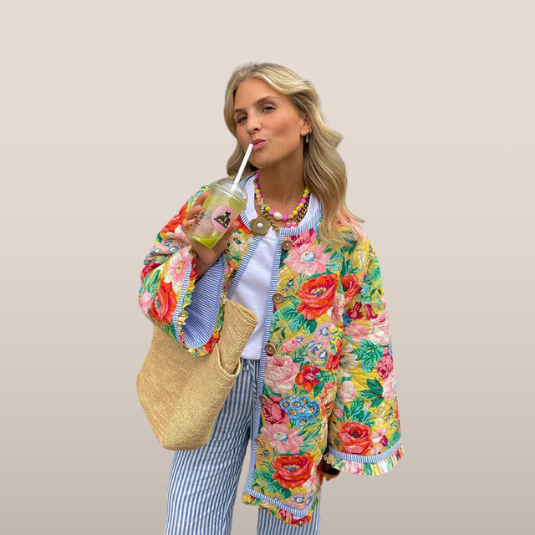 Women's Padded Floral Coat - OutfitLondon