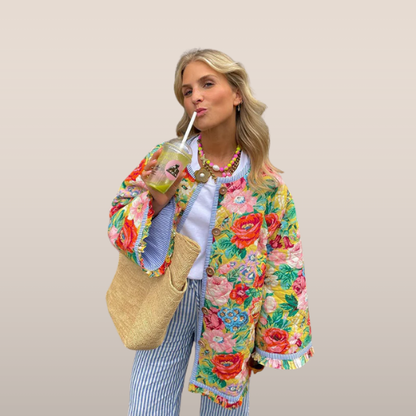 Women's Padded Floral Coat - OutfitLondon