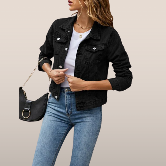 Classic Womens Blue Jean Jacket With Buttons - OutfitLondon