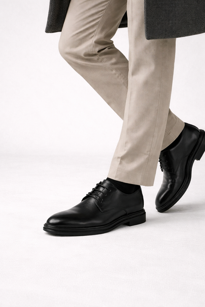 Men's Elegant Leather Lace-Up Derby Shoes