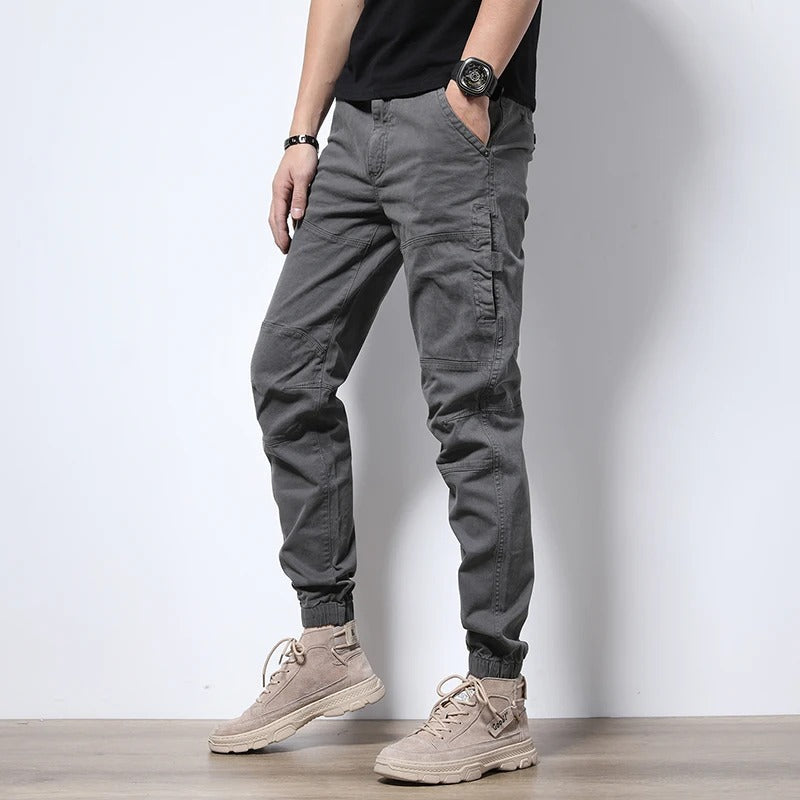 Men's Classic Cargo Jogger Pants with Zip Pockets